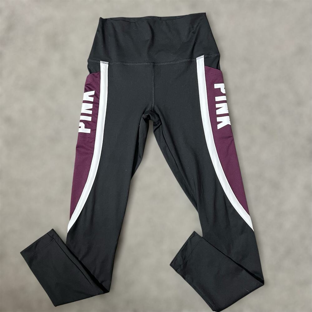 PINK Victoria's Secret Ultimate Leggings Small Black Logo Yoga Athletic Fitness
